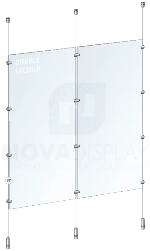 KCPR-003-CL Cable Suspended Partition Kit with Acrylic Resin Panels — Crystal Clear Matte Acrylic | Nova Display Systems