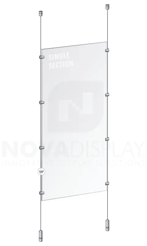 KCPR-005-FR Cable Suspended Partition Kit with Acrylic Resin Panels — Two-Side Frost Acrylic | Nova Display Systems