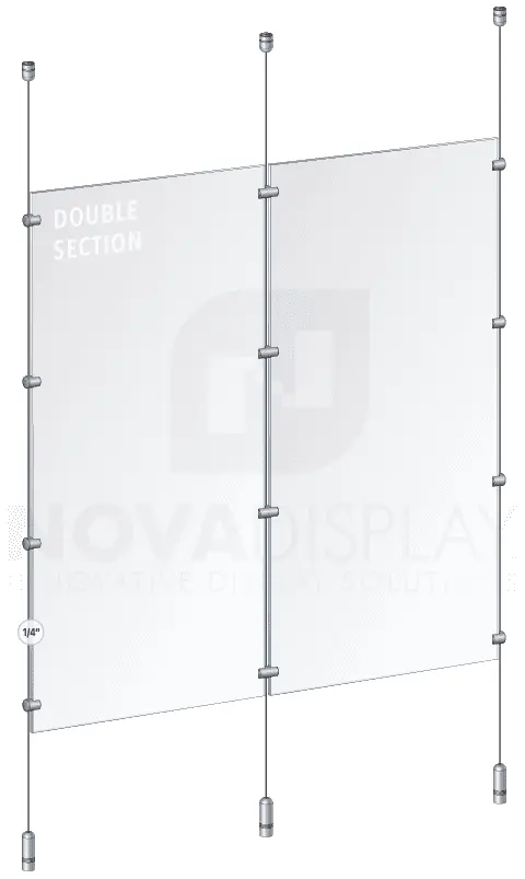 KCPR-006-FR Cable Suspended Partition Kit with Acrylic Resin Panels — Two-Side Frost Acrylic | Nova Display Systems