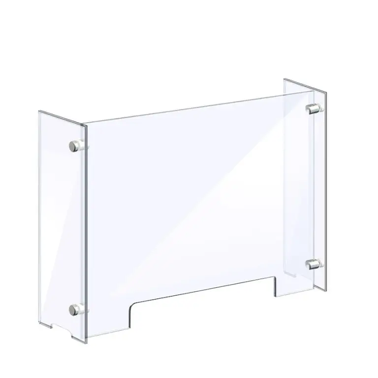 Acrylic Sneeze Guard with Side Panel Supports — Acrylic Sneeze Guards for Counter | Nova Display Systems