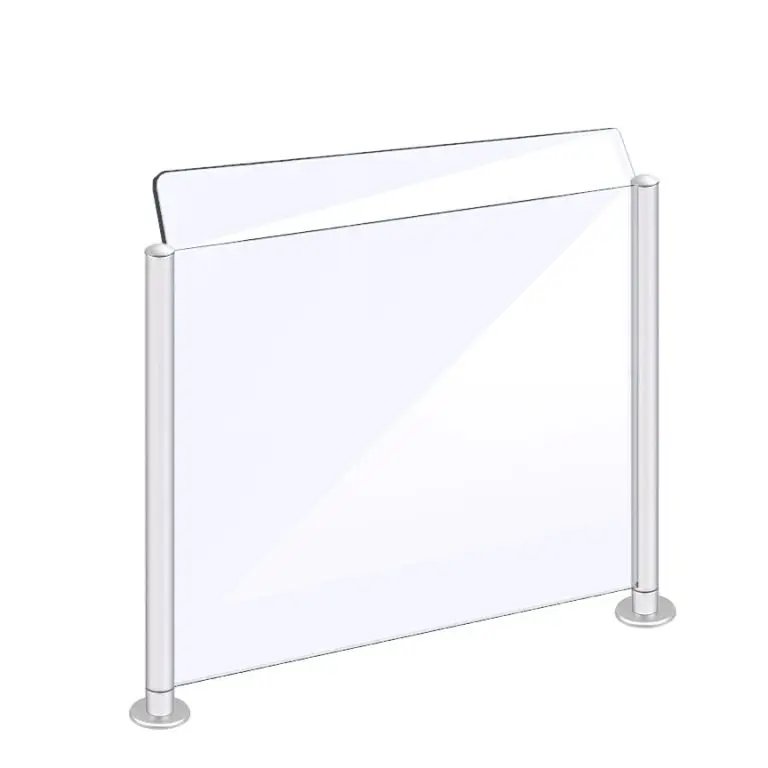 Acrylic Sneeze Guard Mounted to Counter with Rails — Acrylic Sneeze Guards for Counter | Nova Display Systems
