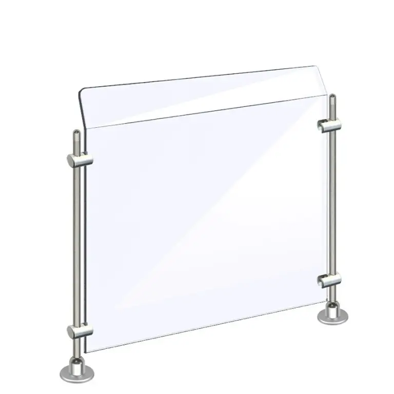 Acrylic Sneeze Guard Mounted to Counter with Rods — Acrylic Sneeze Guards for Counter | Nova Display Systems