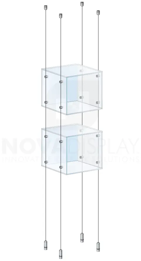 KSC-002 Cable Suspended Acrylic Showcase Display Kit for Merchandise and Collectibles / Ceiling-to-Floor Cable Suspension | Nova Display Systems