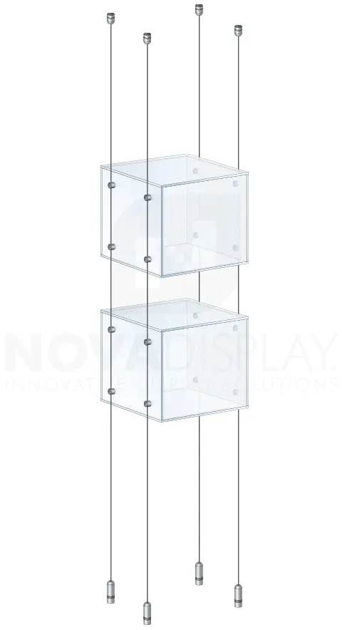KSC-004 Cable Suspended Acrylic Showcase Display Kit for Merchandise and Collectibles / Ceiling-to-Floor Cable Suspension | Nova Display Systems