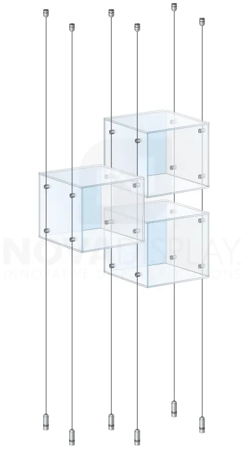 KSC-007 Cable Suspended Acrylic Showcase Display Kit for Merchandise and Collectibles / Ceiling-to-Floor Cable Suspension | Nova Display Systems