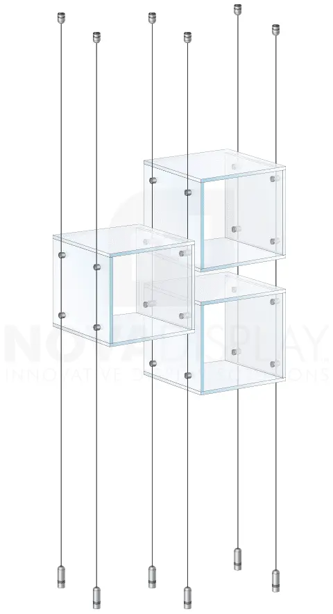 KSC-009 Cable Suspended Acrylic Showcase Display Kit for Merchandise and Collectibles / Ceiling-to-Floor Cable Suspension | Nova Display Systems