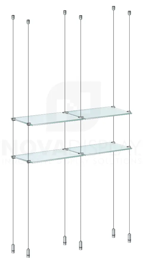KSI-010 Cable Suspended Glass Shelf Display Kit for Merchandise / Ceiling-to-Floor Cable Suspension | Nova Display Systems