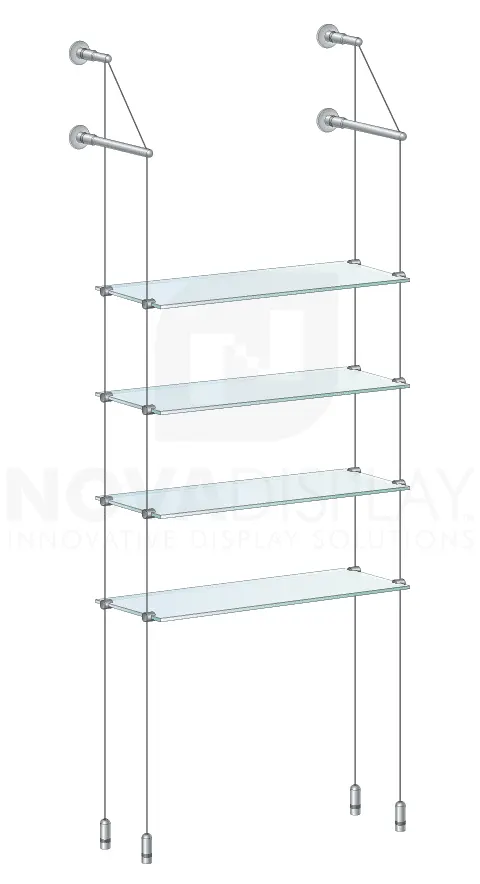 KSI-038 Cable Suspended Glass Shelf Display Kit for Merchandise / Wall-to-Floor Cable Suspension | Nova Display Systems