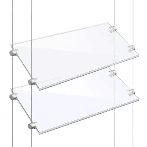 Cable/Rod Suspended Acrylic and Glass Shelves | Nova Display Systems